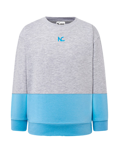 KIDS CONTRAST CUT SWEATSHIRT - LIGHT GREY & LIGHT BLUE