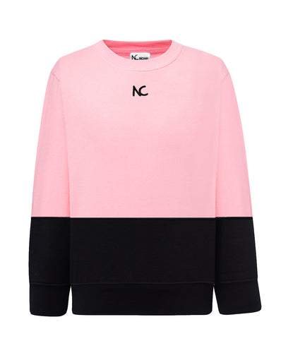 KIDS CONTRAST CUT SWEATSHIRT - PINK & BLACK
