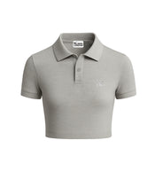 CROP POLO - MELANGE GREY