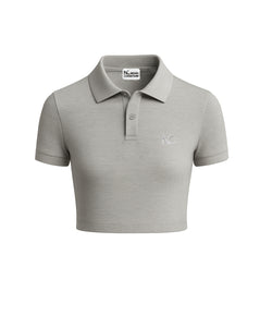 CROP POLO - MELANGE GREY