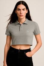CROP POLO - MELANGE GREY