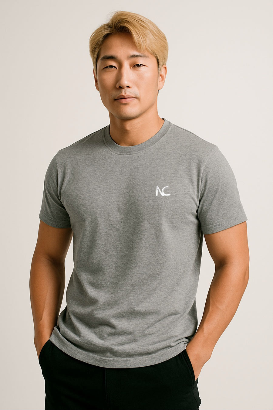 MELANGE GREY NC T-SHIRT - WHITE LOGO