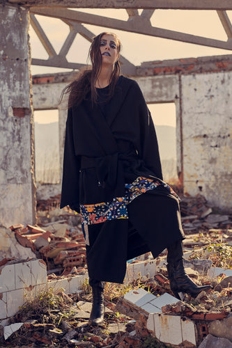 REFLECTIVE BLACK OVERSIZED KIMONO COAT - Noah Christian 