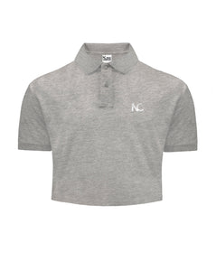 CROP POLO - MELANGE GREY