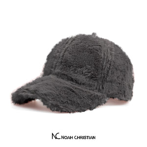 DARK GREY FAUX FUR BASE CAP