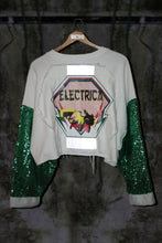 OVERSIZED CROP TOP WITH GREEN EMBELLISHED SEQUIN AND PINK LOGO - Noah Christian 